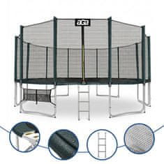 Aga Sport Pro Trampolin 518 cm Tamno zelena + zaštitna mreža + ljestve + džep za obuću