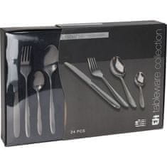 EXCELLENT Set pribora za jelo KO-CC4100950 Stainless steel cutlery set 24 pcs BLACK