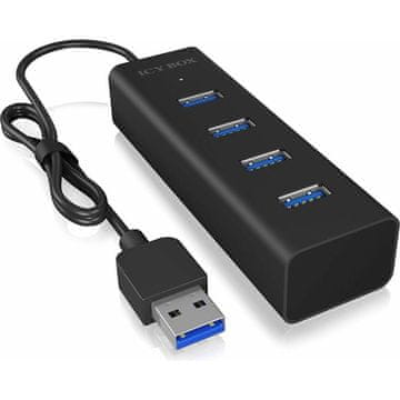 IcyBox IB-HUB1409-U3 4-portni USB 3.0 HUB, crni (IB-HUB1409-U3)