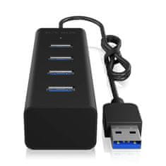 IcyBox IB-HUB1409-U3 4-portni USB 3.0 HUB, crni (IB-HUB1409-U3)