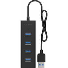 IcyBox IB-HUB1409-U3 4-portni USB 3.0 HUB, crni (IB-HUB1409-U3)