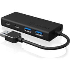 IcyBox IB-HUB1426-U3 4-portni USB Hub, USB-A in USB-C, Crni (IB-HUB1426-U3)