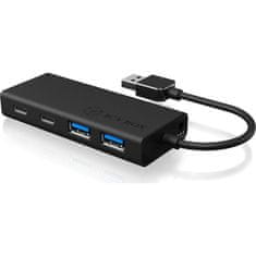 IcyBox IB-HUB1426-U3 4-portni USB Hub, USB-A in USB-C, Crni (IB-HUB1426-U3)