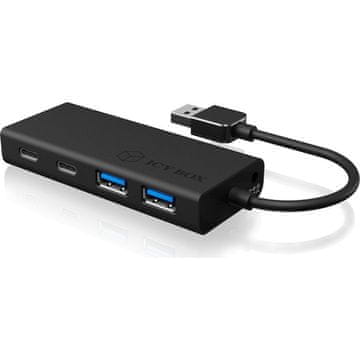 IcyBox IB-HUB1426-U3 4-portni USB Hub, USB-A in USB-C, Crni (IB-HUB1426-U3)