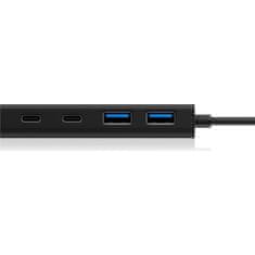 IcyBox IB-HUB1426-U3 4-portni USB Hub, USB-A in USB-C, Crni (IB-HUB1426-U3)
