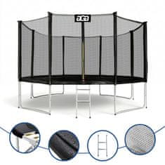 Aga Sport Pro Trampolin 366 cm Crna + zaštitna mreža + ljestve