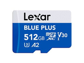 Lexar BLUE PLUS memorijska kartica, Micro SDXC, 512 GB, 170 MB/s, U3, V30, A2, UHS-I, s adapterom