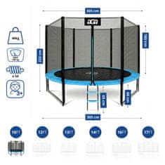 Aga Sport Pro Trampolin 305 cm Svijetloplava + zaštitna mreža + ljestve