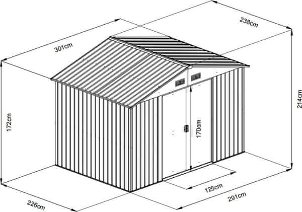 Dimenzije vrtne kućice Fieldmann FZDO 1007