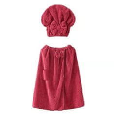 VIVVA® Nosivi ručnik za kupanje s podesivim naramenicama, brzo sušeći wrap ručnik s džepom, unisex | LUXROBA Crvena