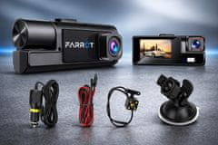 Farrot 3-kanalna auto kamera WiFi Full HD 1080p – prednja, stražnja i unutarnja, noćni način, G-senzor, parking nadzor