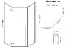 REA Tuš kabina Rea DIAMOND BLACK MAT 100x100