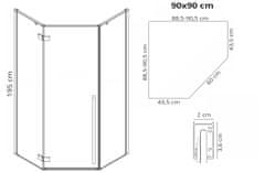 REA Tuš Kabina Rea Dijamantno zlato 90x90