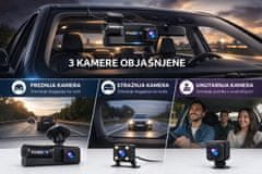 Farrot 3-kanalna auto kamera WiFi Full HD 1080p – prednja, stražnja i unutarnja, noćni način, G-senzor, parking nadzor