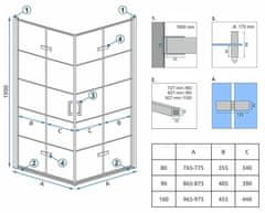 REA Tuš kabina Rea Molier Black Double 80x80
