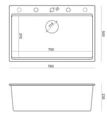 QUADRON granitni sudoper MARC 110 WORKSTATION White