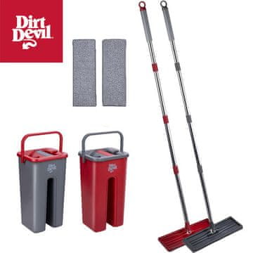 Dirt Devil komplet za čišćenje podova / površina, 4 komada, kanta od 6 l, suho / mokro čišćenje, sivo-crveni
