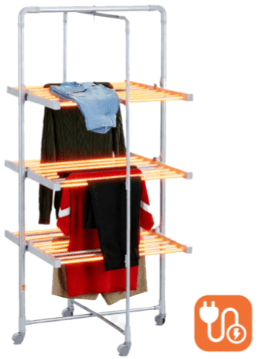 Dirt Devil DD6004 električno sušilo za rublje, 2U1, uspravno / samostojeće / sklopivo, 300W, 21 m prostora, 30 šipki, podesiva temperatura, IP22 vodootpornost, aluminij, srebrno