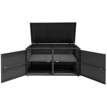 Northix Kutija za pohranu od ratana 335 l, crna s dvostrukim vratima i poklopcem