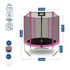Aga SPORT TOP Trampolin 180 cm Ružičasta + zaštitna mreža