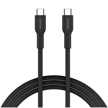 Canyon OnWire 60CL - kabel USB-C na USB-C, 60W, pleteni, 1 m, crni