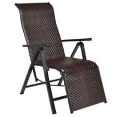 Northix Sklopiva ležaljka od ratana s podesivim naslonom, smeđa