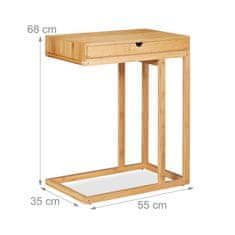 Northix Bambusov bočni stolić s ladicom, prirodni bambus, jednostavna montaža