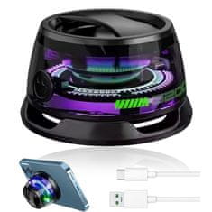 VYZIO® Bežični Bluetooth 5.3 magnetski zvučnik s RGB svjetlom i do 7h baterije, prijenosni držač za mobitel | SONICRA
