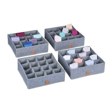 Northix Set od 4 organizatora za ladice s 16 pretinaca od tkanine