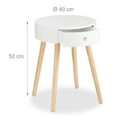 Northix Bijeli bočni stolić s ladicom, skandinavski dizajn, bor