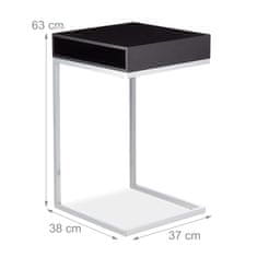 Northix Bočni stol s metalnim nogama, višenamjenski dizajn, pretinac za pohranu