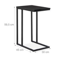 Northix Bočni stolić crni, baza u obliku slova C, kompaktni dizajn