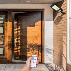 Netscroll Solarna zidna svjetiljka, LED, senzor pokreta, solarno punjenje, 3 načina osvjetljenja, IP65, crna, LedSens