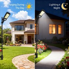 Netscroll Solarna zidna svjetiljka, LED, senzor pokreta, solarno punjenje, 3 načina osvjetljenja, IP65, crna, LedSens