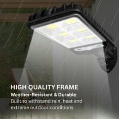 Netscroll Solarna zidna svjetiljka, LED, senzor pokreta, solarno punjenje, 3 načina osvjetljenja, IP65, crna, LedSens