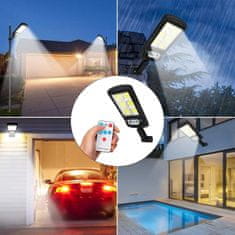 Netscroll Solarna zidna svjetiljka, LED, senzor pokreta, solarno punjenje, 3 načina osvjetljenja, IP65, crna, LedSens