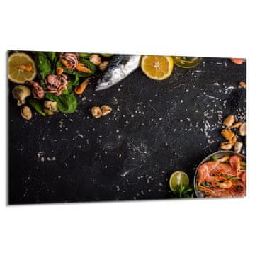 TMK Staklena zaštitna ploča za štednjak 80x52 Fish