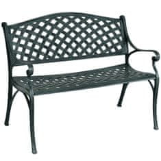 Northix Vrtna klupa od aluminija 103 x 55 x 82 cm s naslonima za ruke antikno zelena