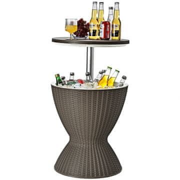 Northix Podesivi vrtni stol s hladnjakom za led 30L i ratanskim dizajnom