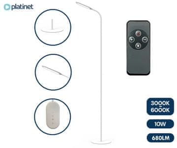 Platinet PFL20 LED podna lampa, 10W, do 680 lumena, bijela + daljinski upravljač