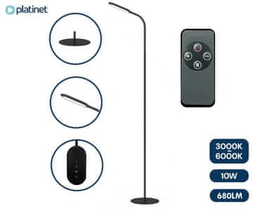 Platinet PFL20 LED podna lampa, 10W, do 680 lumena, crna + daljinski upravljač