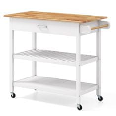 Northix Kuhinjska kolica s otokom i ladicama bijela, drvena ploča 106 x 50 x 89 cm