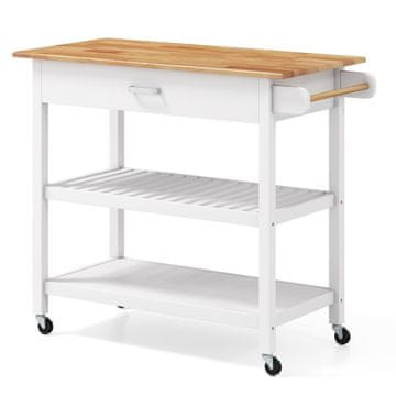 Northix Kuhinjska kolica s otokom i ladicama bijela, drvena ploča 106 x 50 x 89 cm