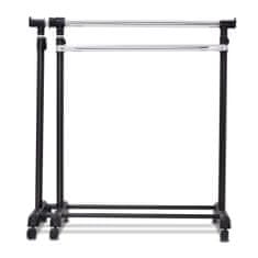 Northix Izvlačni stalak za odjeću s 2 police crni, podesiva šipka za pohranu