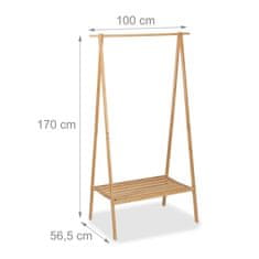 Northix Sklopivi stalak za odjeću s policom od bambusa, praktično rješenje za pohranu