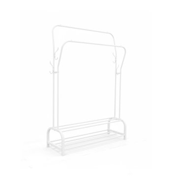 Northix Samostojeći glačani stalak za odjeću s 2 prečke i policama, čvrsta metalna konstrukcija