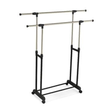 Northix Podesivi stalak za odjeću s kotačima - 2 šine, prilagodljiva širina i visina