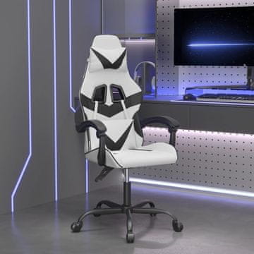 Vidaxl Gamerska stolica, crno-bijela, umjetna koža