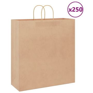 Vidaxl Kraft papirnate vrećice 250 kom s ručkama smeđe 45x17x48 cm