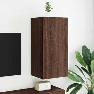 Vidaxl Zidni TV ormarić s LED rasvjetom, smeđi hrast 40,5 x 35 x 80 cm